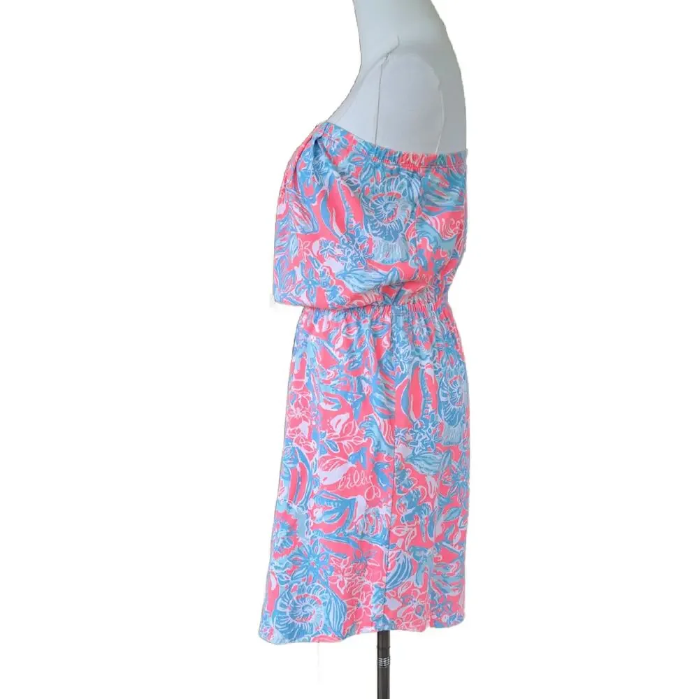 Lilly Pulitzer Windsor Strapless Mini Dress Small Summer Siren Pink Blue Beach - Picture 4 of 8